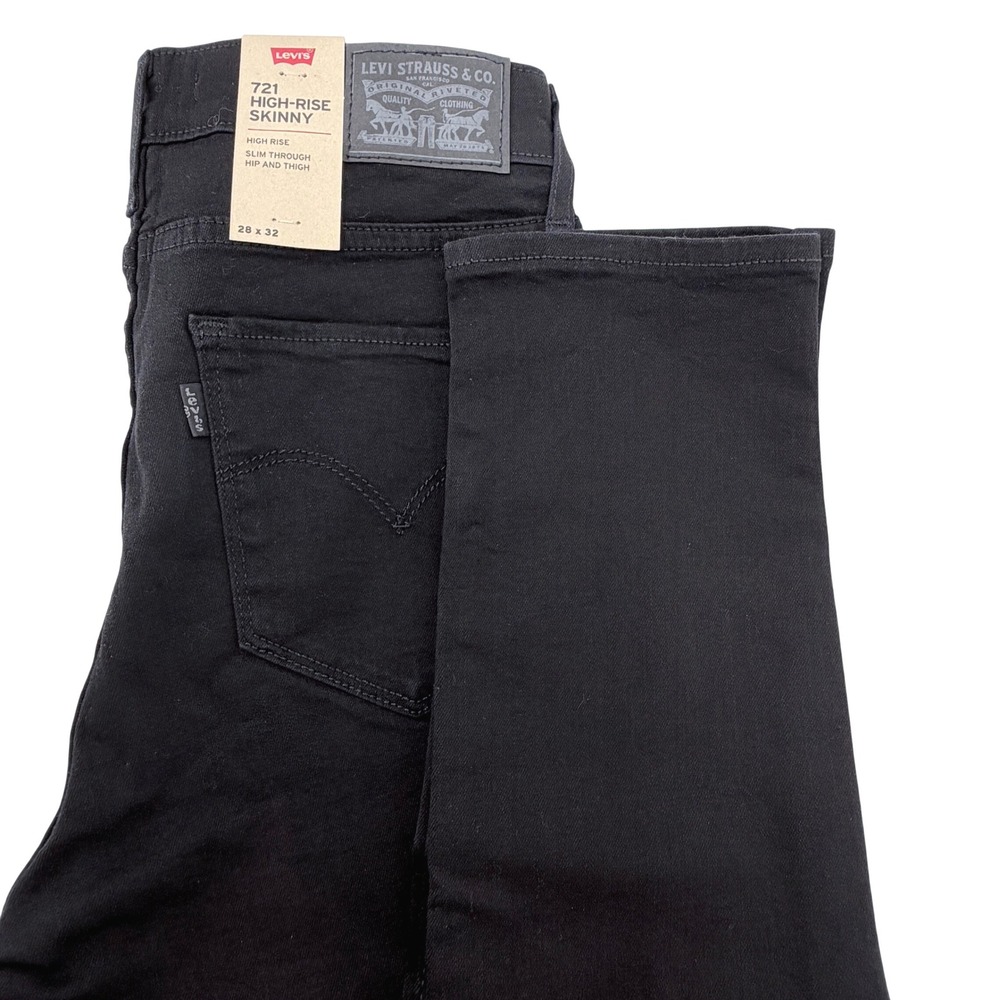 Levi's 721 High Rise Skinny Womens 28x32 Black New Sculpt Soft Denim Jeans